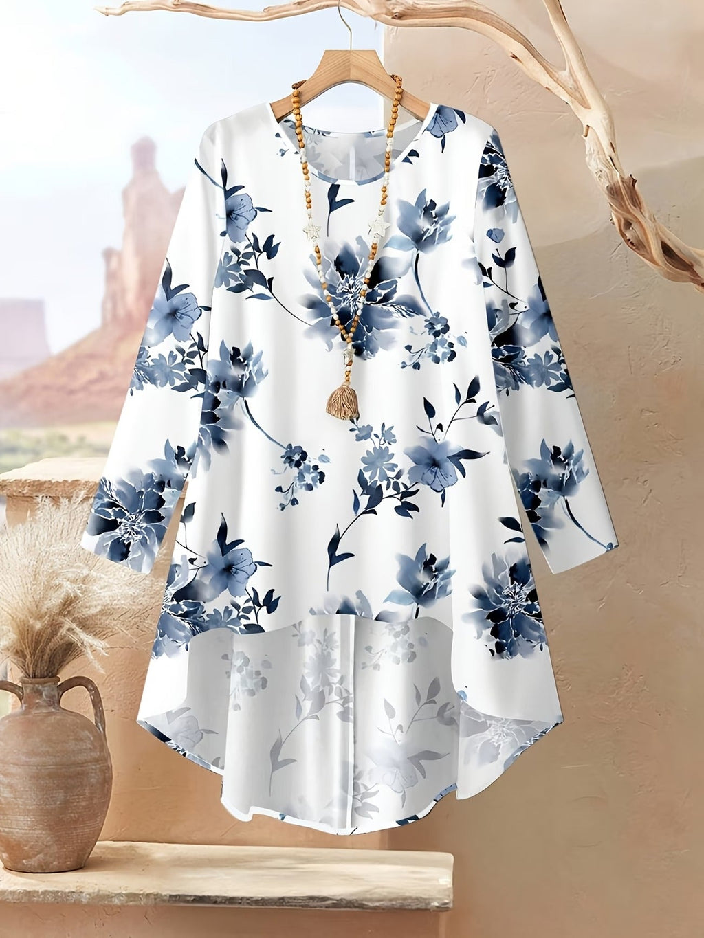 Autumn And Winter Women'S Vacation Printed Elegant Casual Loose Long-Sleeve Top And Pants Two-Piece Set for Fall
