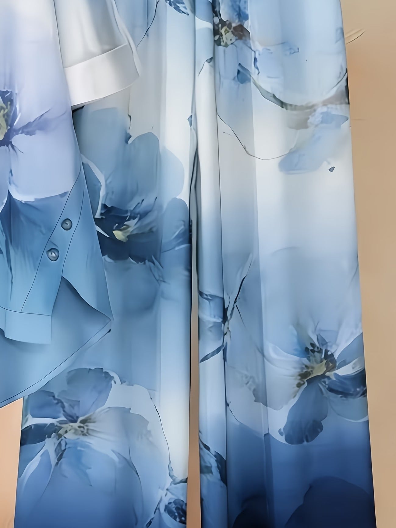 Asymmetrical Top with Floral Gradient Printed Wide-Leg Pants | Bohemian Everyday Style