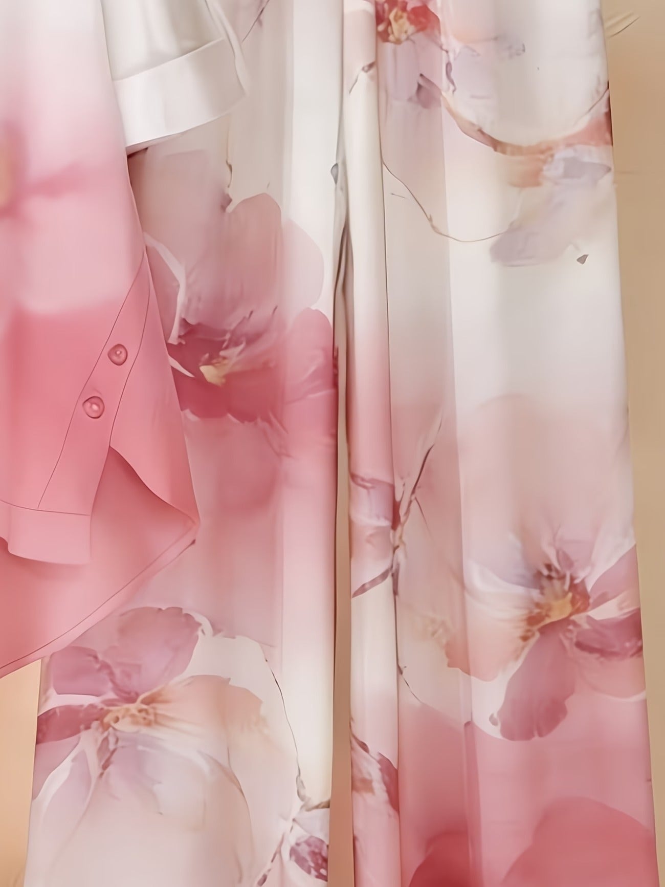Asymmetrical Top with Floral Gradient Printed Wide-Leg Pants | Bohemian Everyday Style